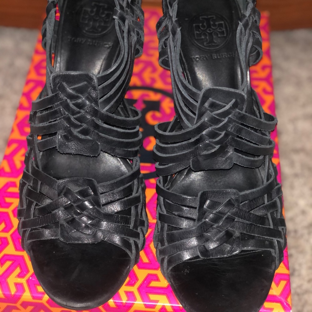 Tory Burch black sandals with wedge heel Tevray